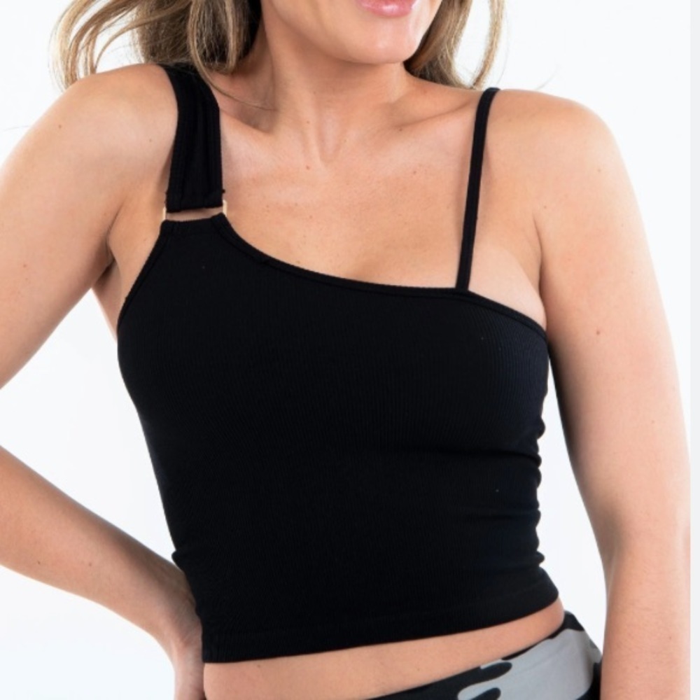 Suzette Ribbed One Shoulder Seamless Crop Top